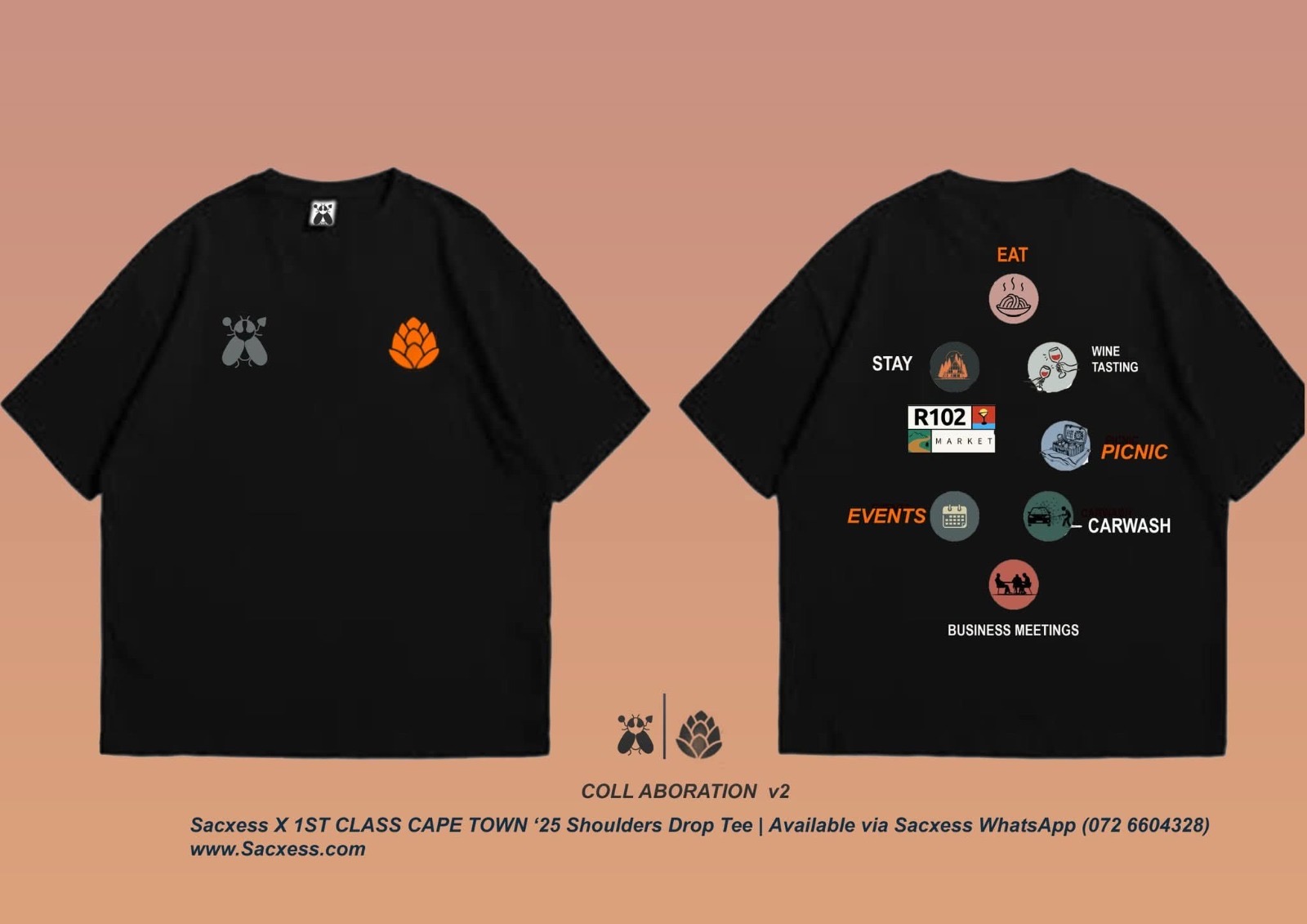 Sacxess x 1st Class Town x R102 Market Exclusive Boxy Tee — Black