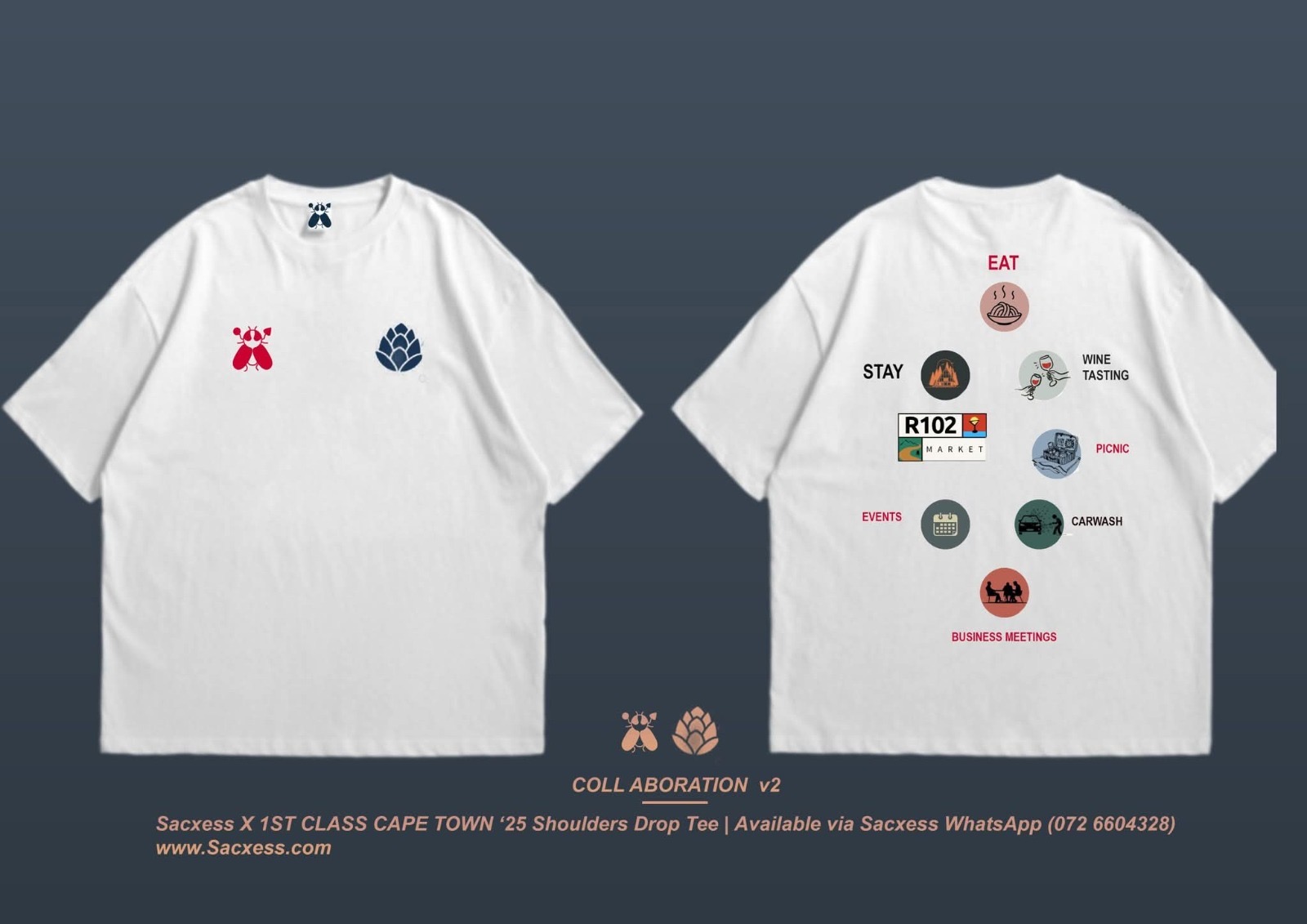Sacxess x 1st Class Town x R102 Market Exclusive Boxy Tee — White